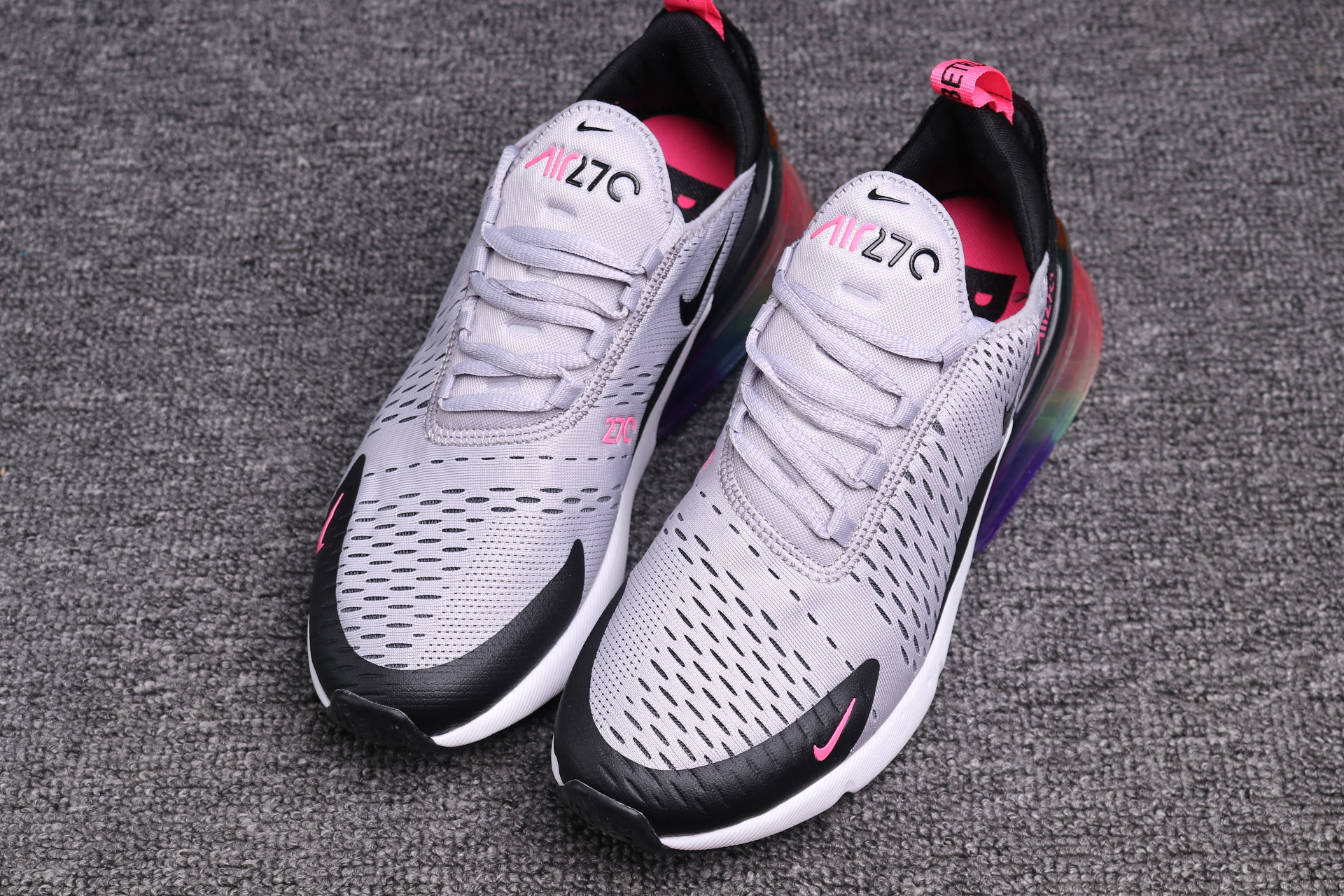 Women Supreme x Nike Air Max 270 Grey Black Red Shoes - Click Image to Close